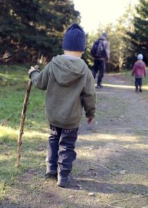 Child walking on a path