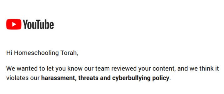 An email from YouTube